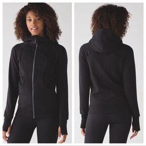 Lululemon Scuba Women‎ Sz 10 Black Hoodie Zip Up Thumbhole Sweater Jacket